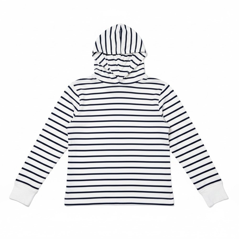 Crewcuts‎ Boys Navy & White Striped Long Sleeve Hooded Tee Shirt Classic Preppy